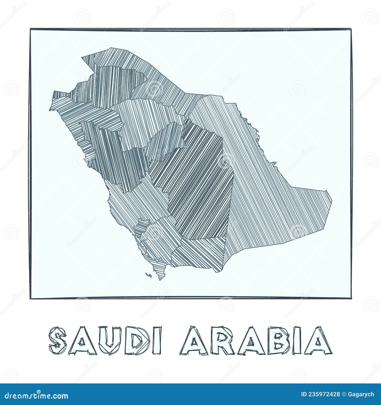 Sketch Map of Saudi Arabia. Stock Vector - Illustration of democratic ...
