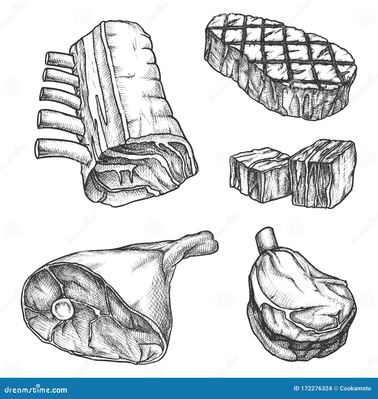 Meat Sketch Set Illustration 52637529  Megapixl