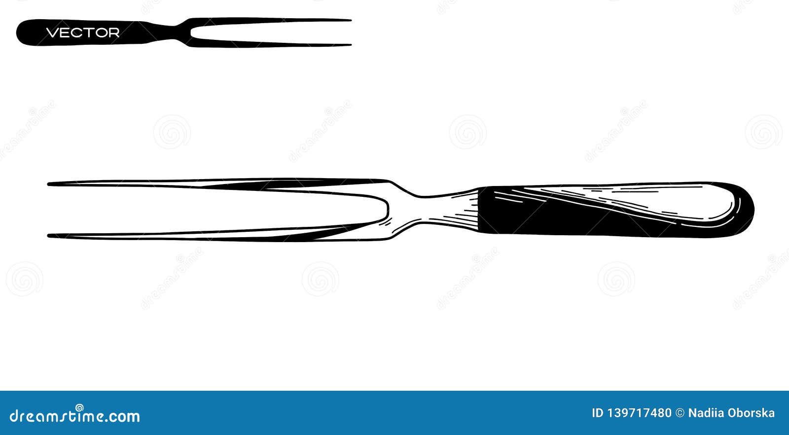 Sketch Meat Forks Isolated on White Background. Vector Stock