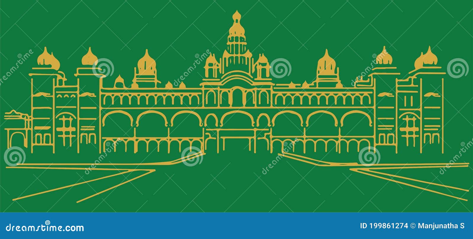 Image of Sketch Of The Royal Mysore Palace Outline Editable Vector  Illustration-KW960618-Picxy
