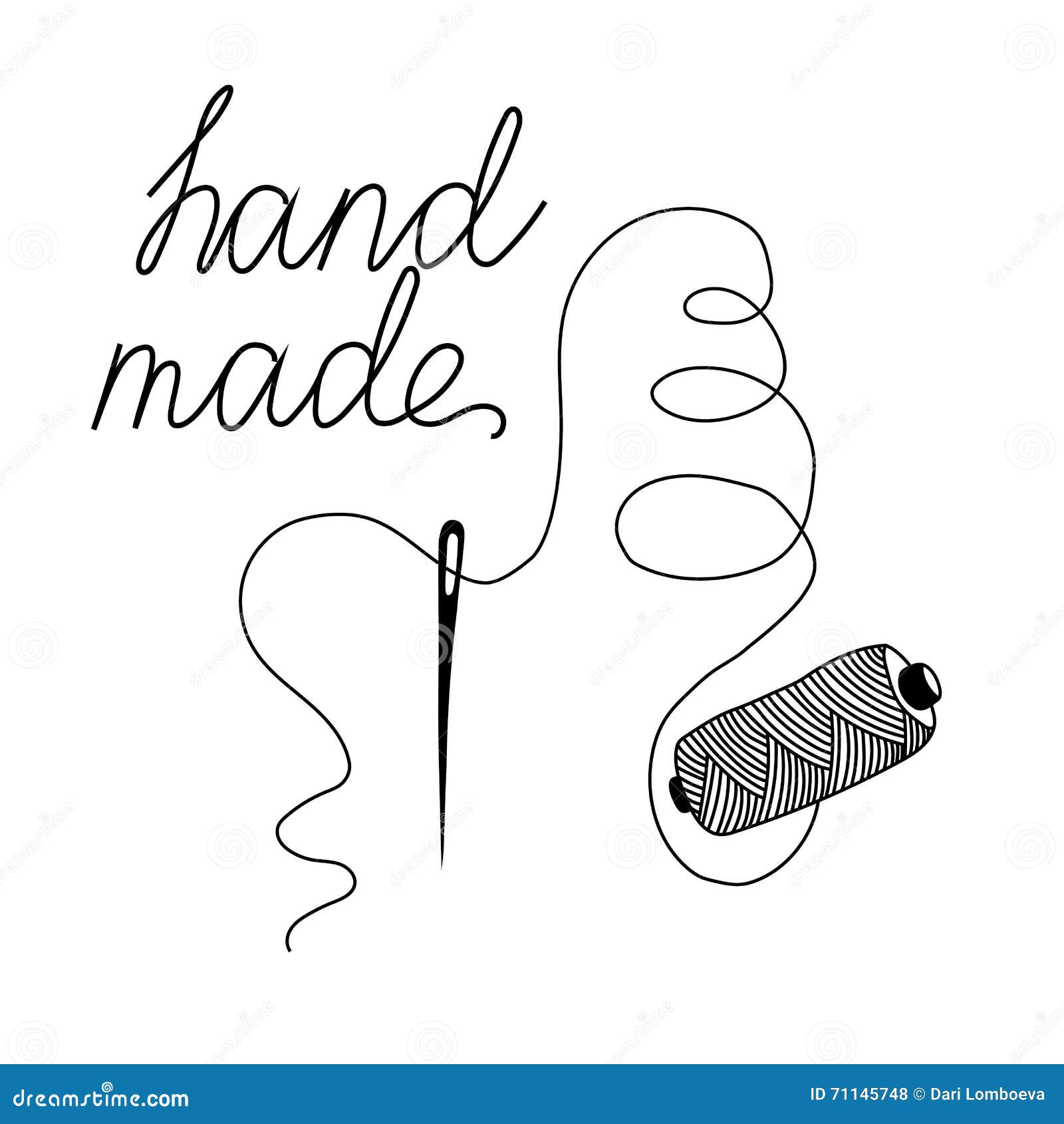 Sketch of Needle with Thread Stock Vector Illustration of homemade