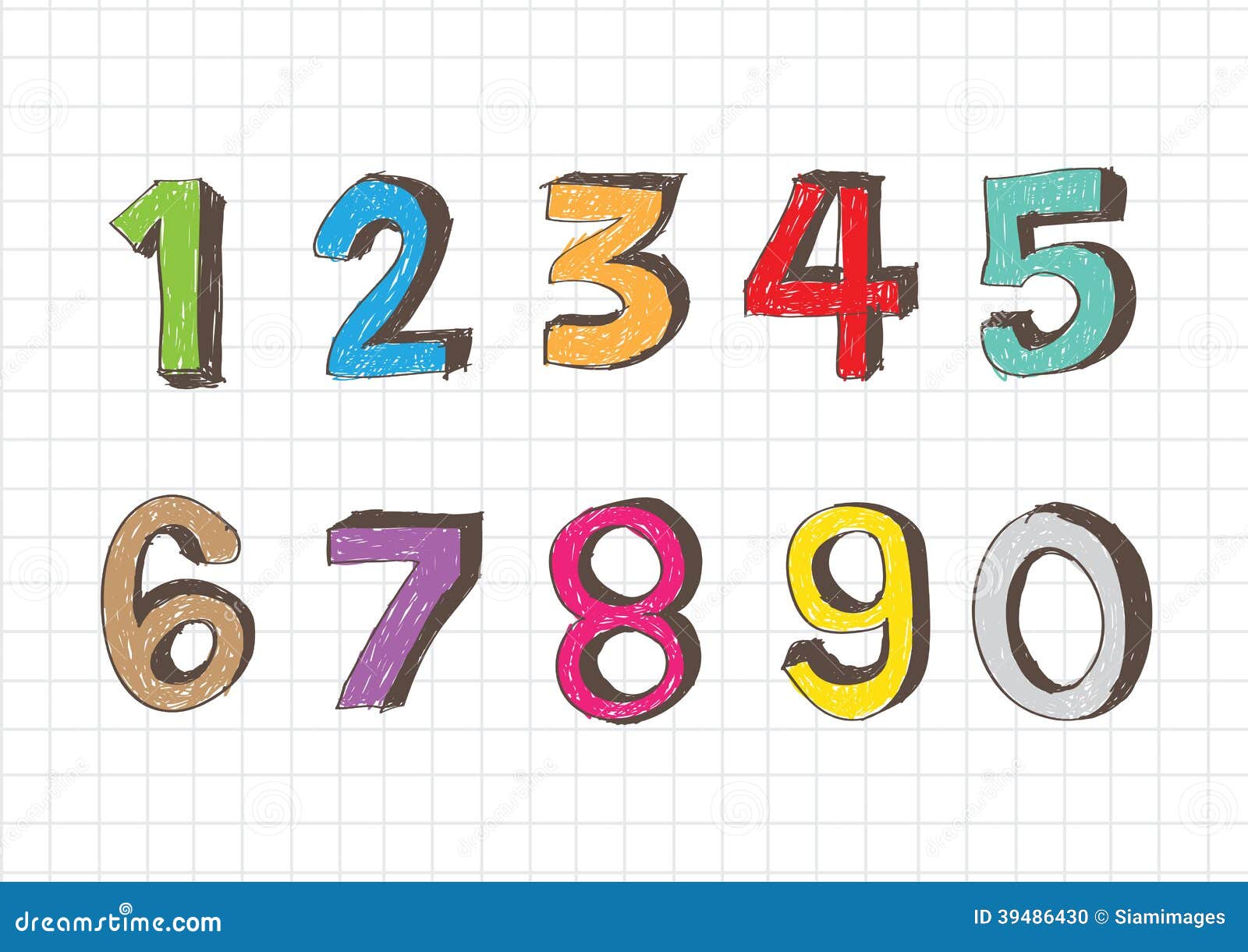 Sketch numbers 09 stock vector. Illustration of grunge 39486430