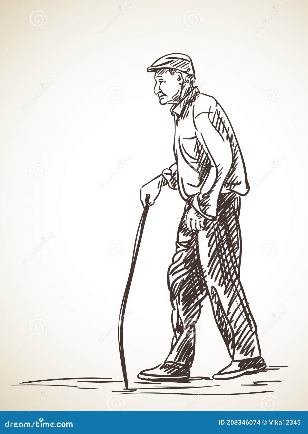 Sketch Walking Man Smart Phone Hand Stock Vector (Royalty Free) 331593512 |  Shutterstock