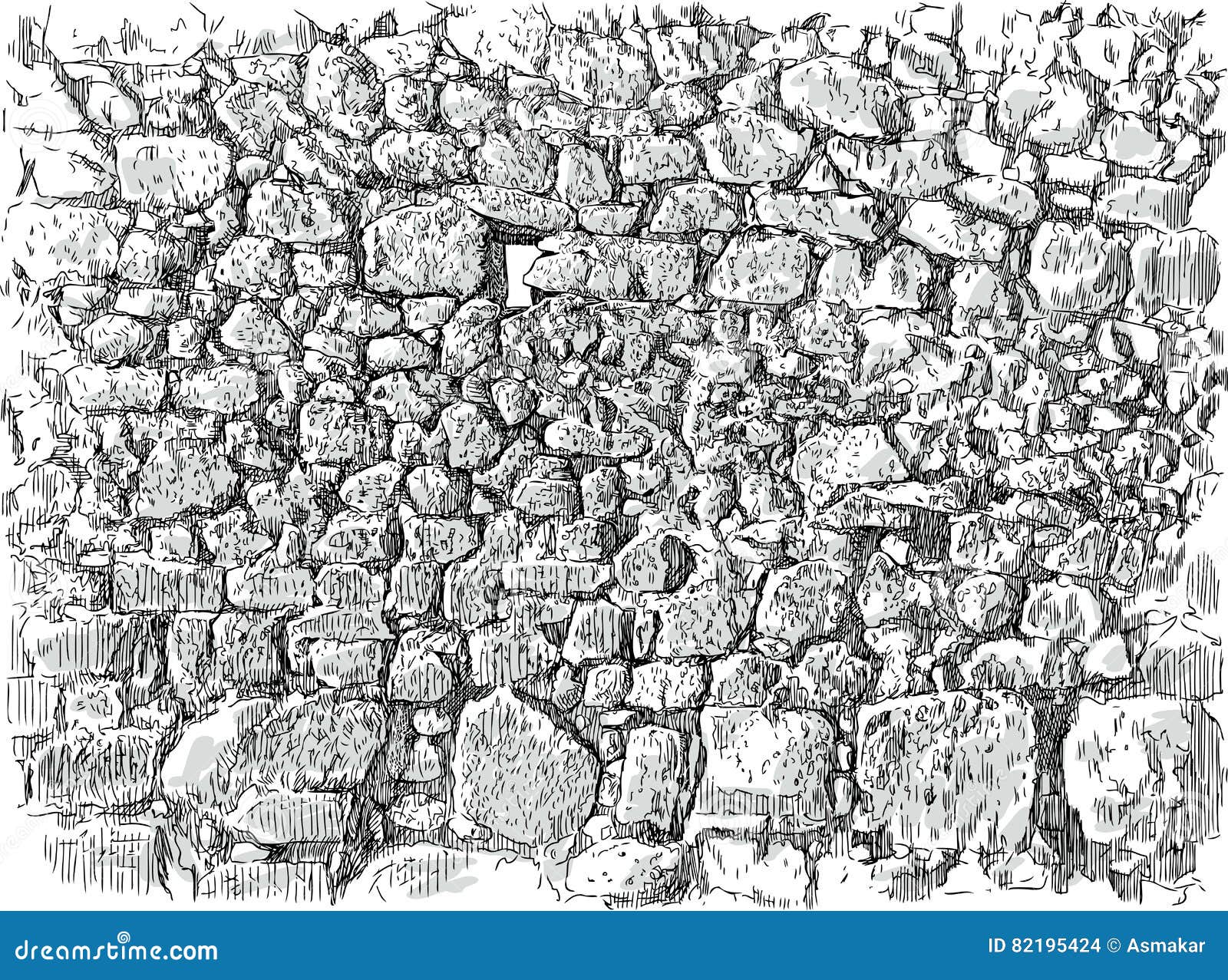 Sketch Of An Old Stone Wall Stock Vector Illustration Of Rock Drawn