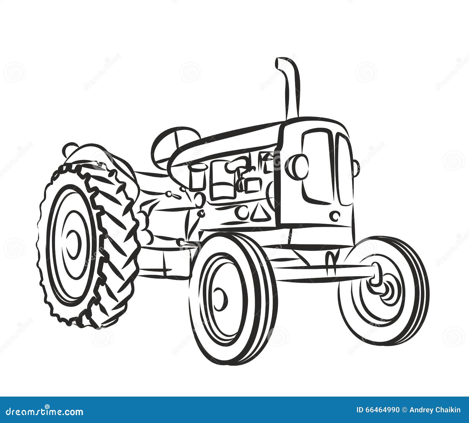 sketch of old tractor.