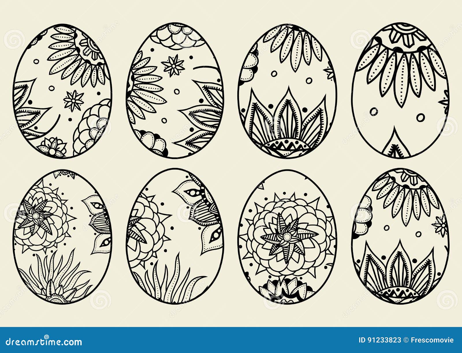 Sketch ornate Easter eggs stock vector. Illustration of collection