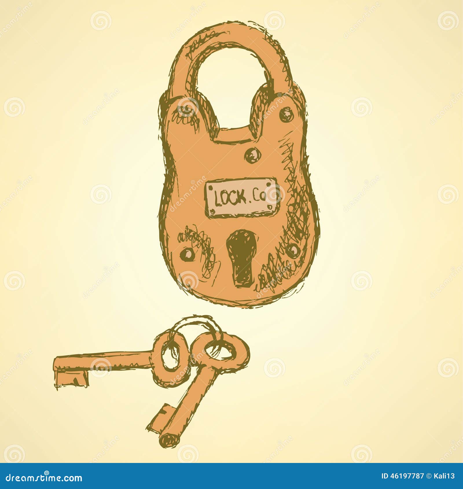 Sketch Padlock with Keys in Vintage Style Stock Vector - Illustration of  paint, encryption: 46197787