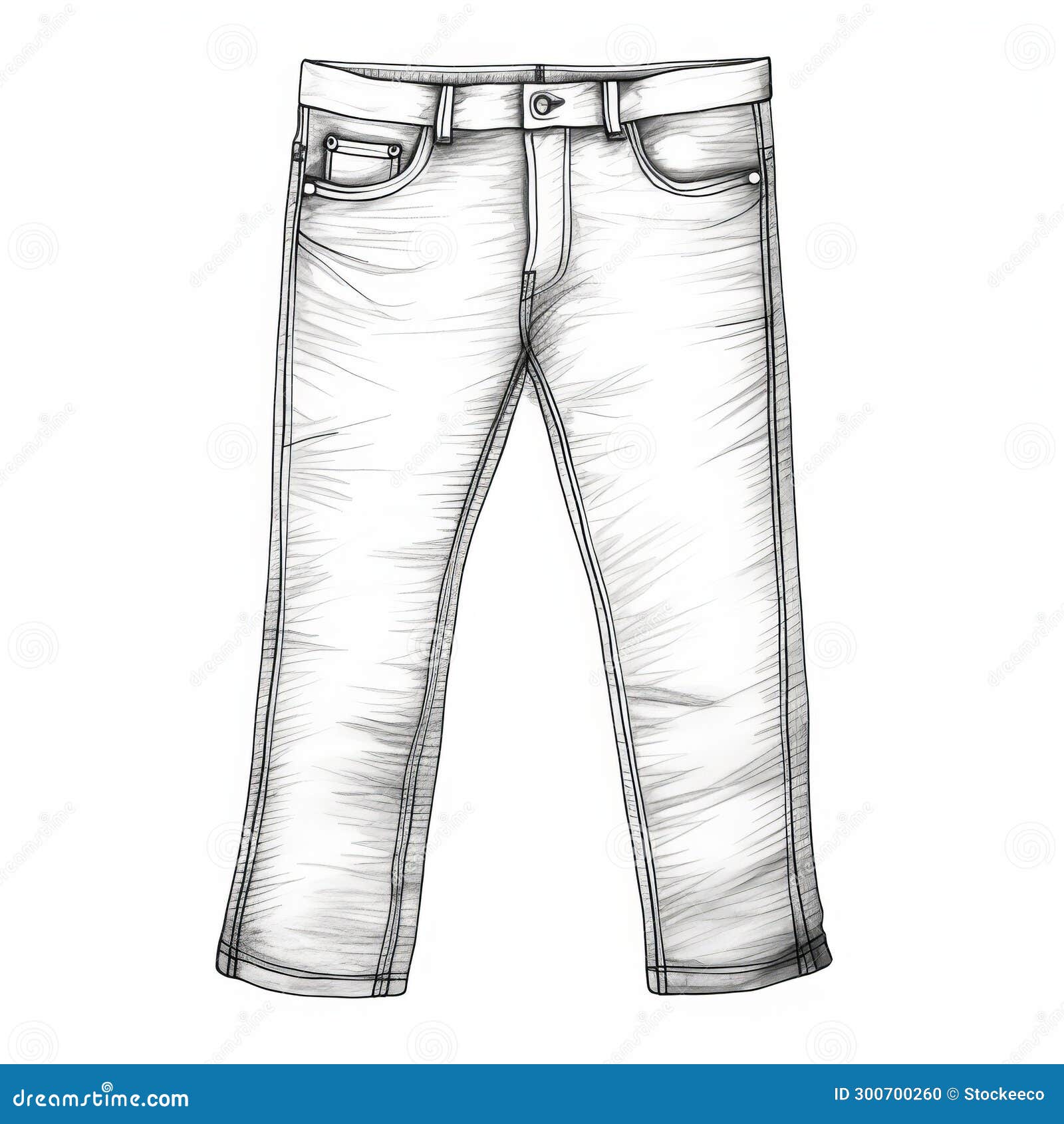 Handcrafted Monochrome Skinny Jeans Illustration with Delicate Shading ...