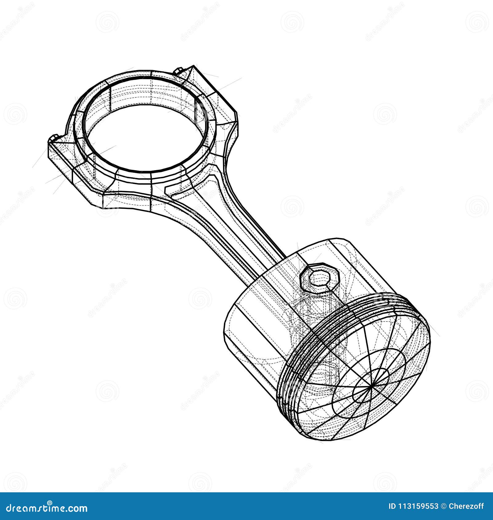 Sketch of Piston. Vector Rendering of 3d Stock Vector Illustration of