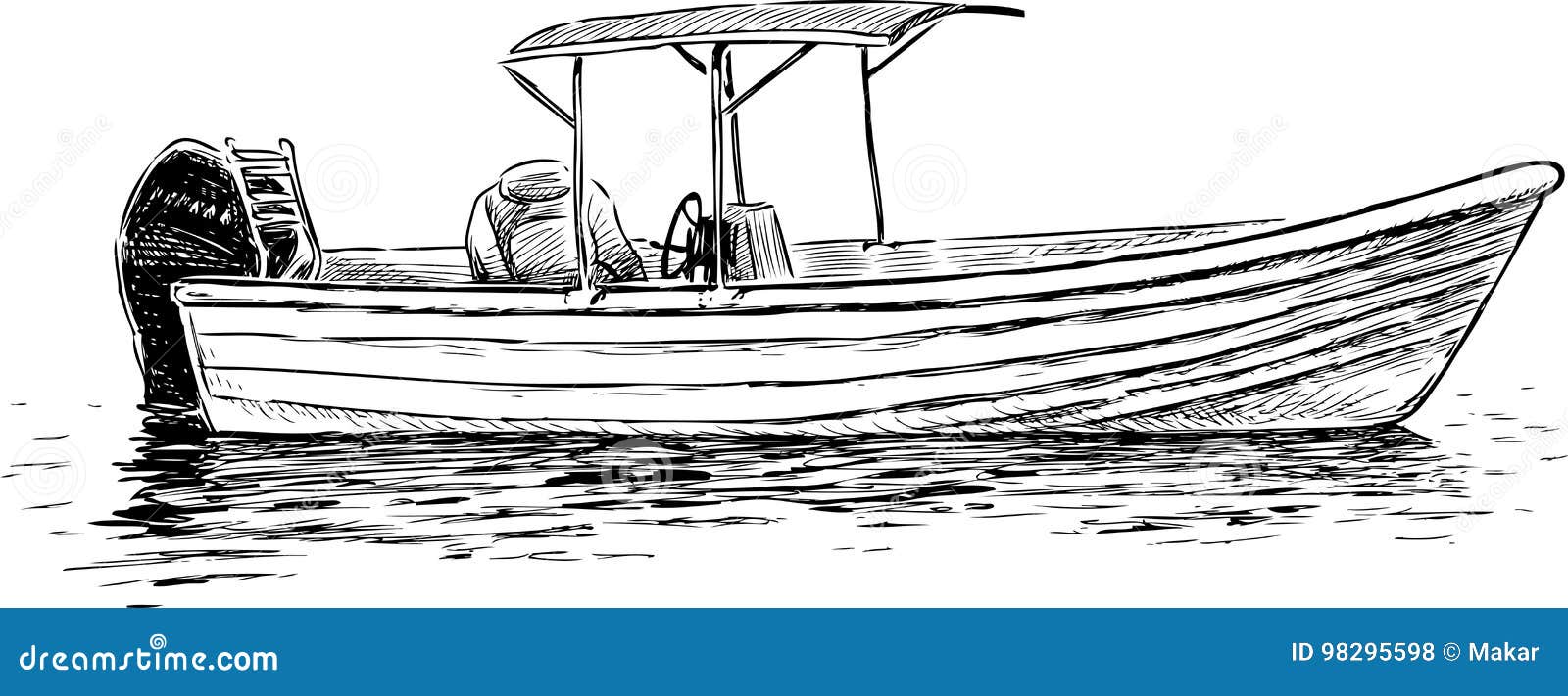 Sketch of a Pleasure Motorboat Stock Vector Illustration of vessel