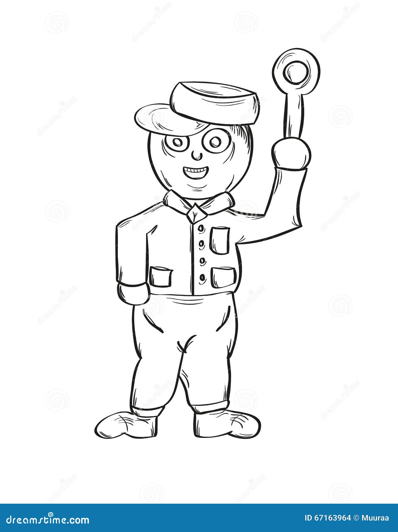 Sketch of the policeman or some kind of person with stop sign in hand  isolated vector  CanStock