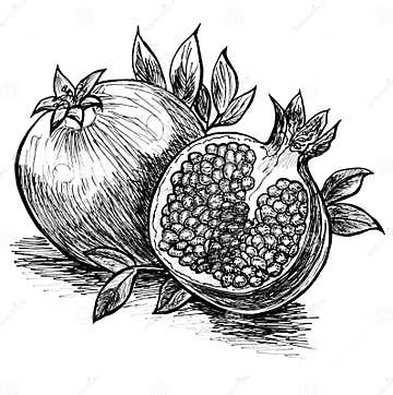 Sketch with pomegranates stock illustration. Illustration of ingredient ...