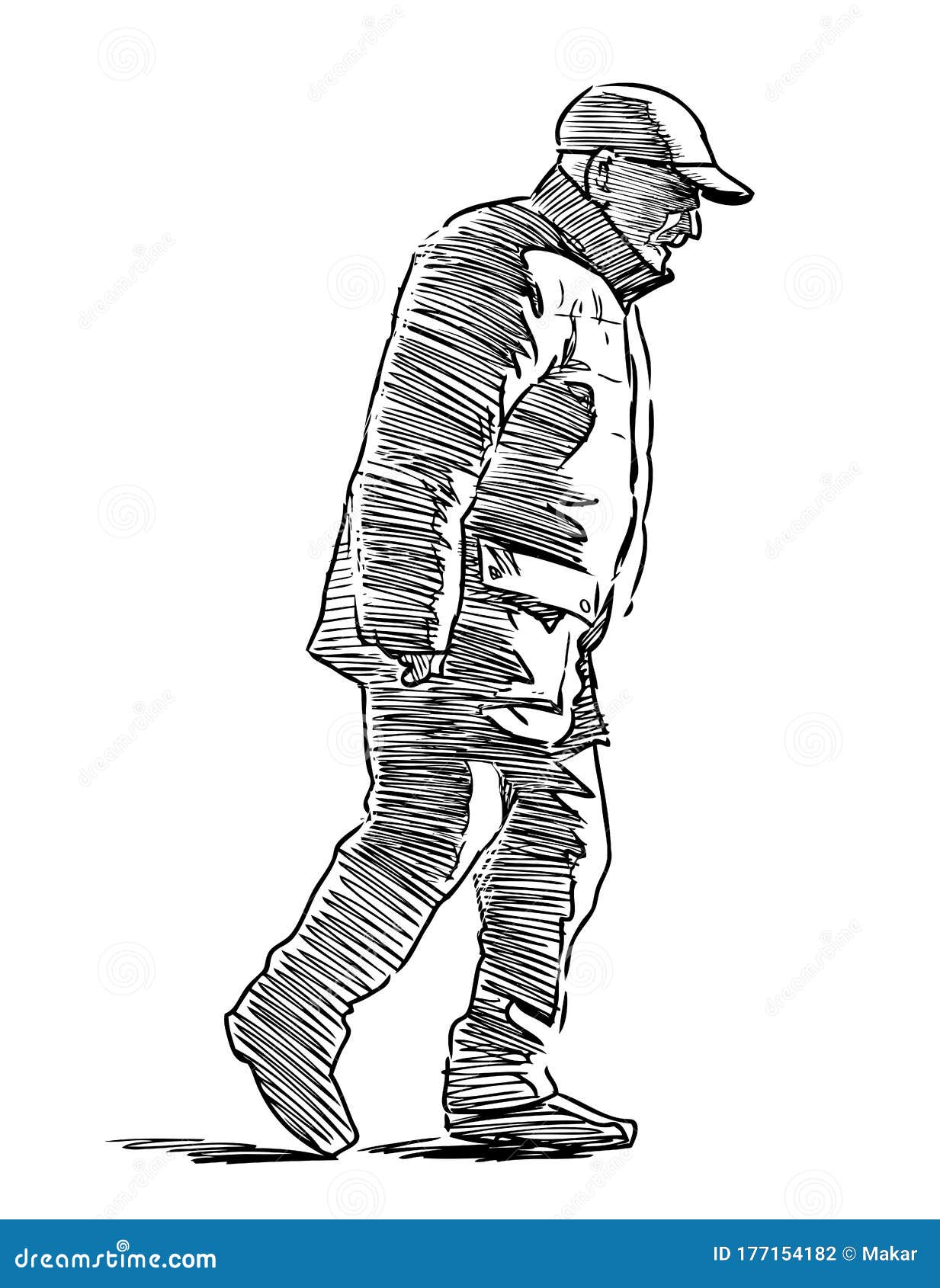 Premium Vector | Continuous line drawing a man walking