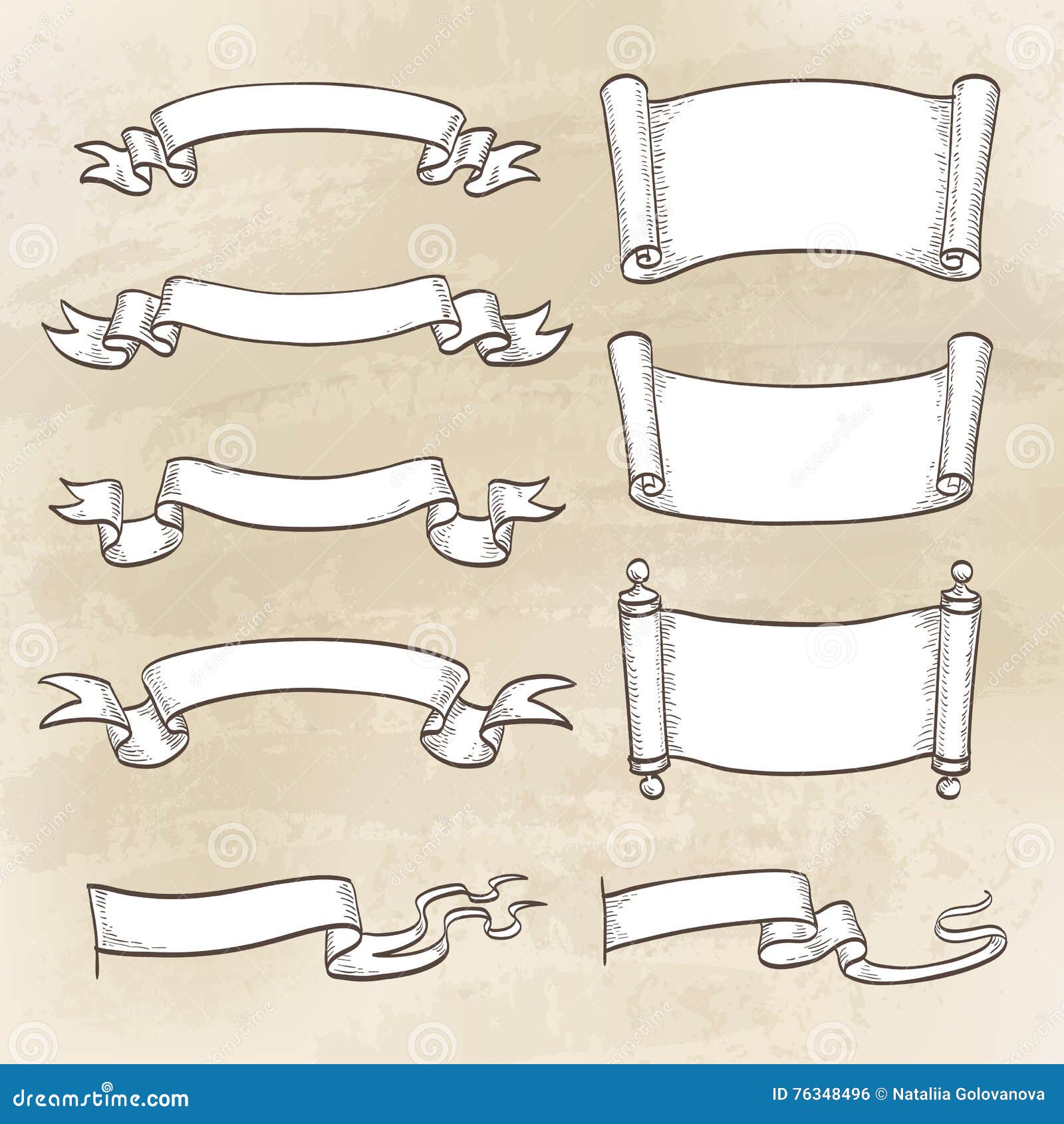 Sketch set of banners. stock vector. Illustration of sketch 76348496