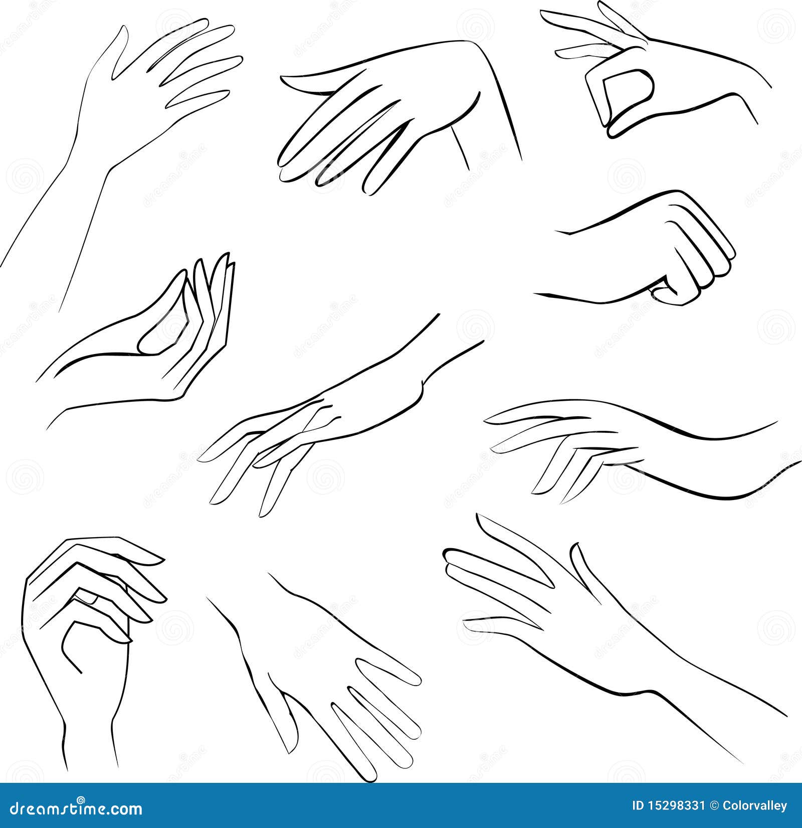 Sketch Set Woman Hands Stock Image - Image: 15298331
