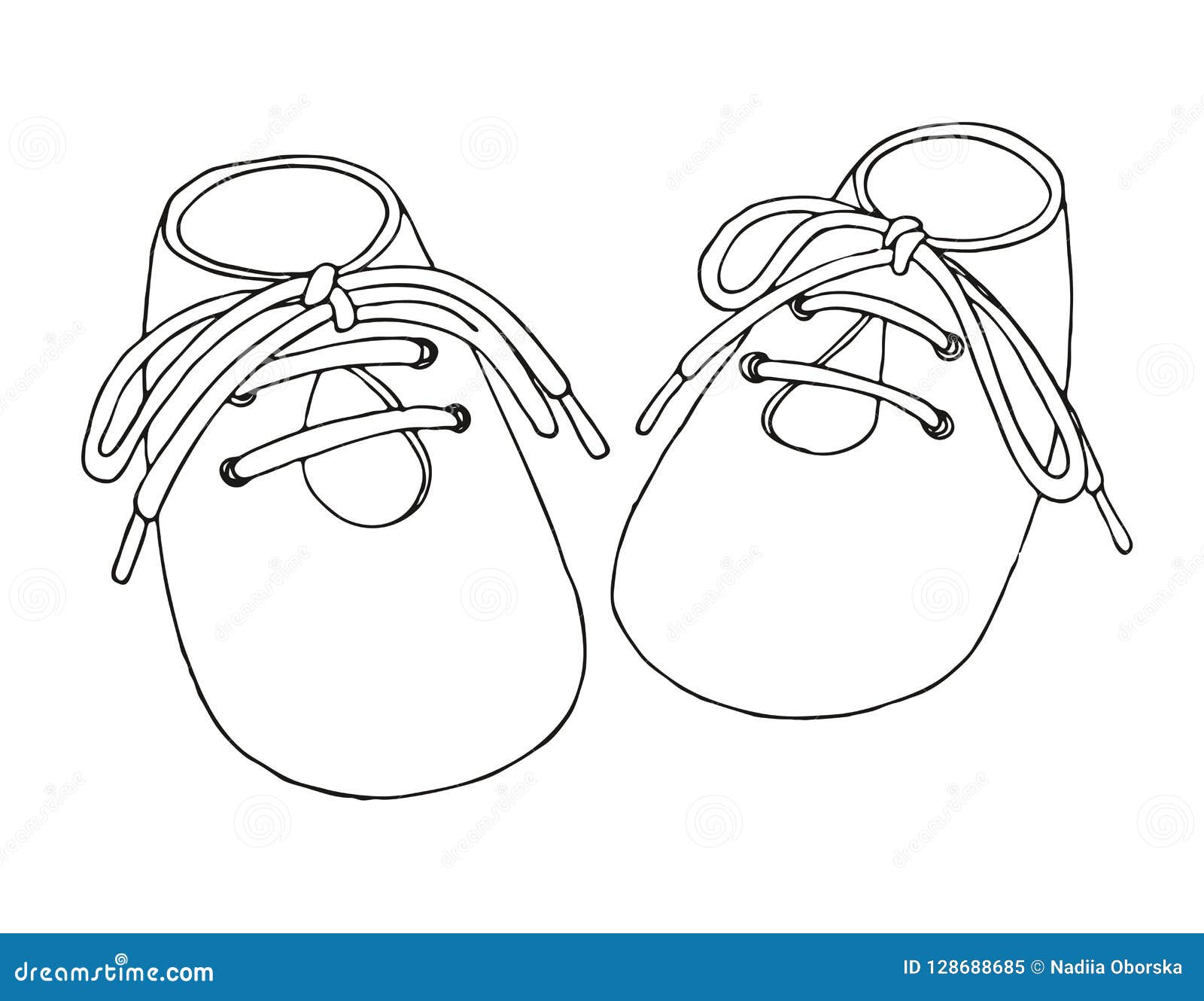 Sketch of Shoes for the Baby. a Pair of Shoes Isolated on a White ...