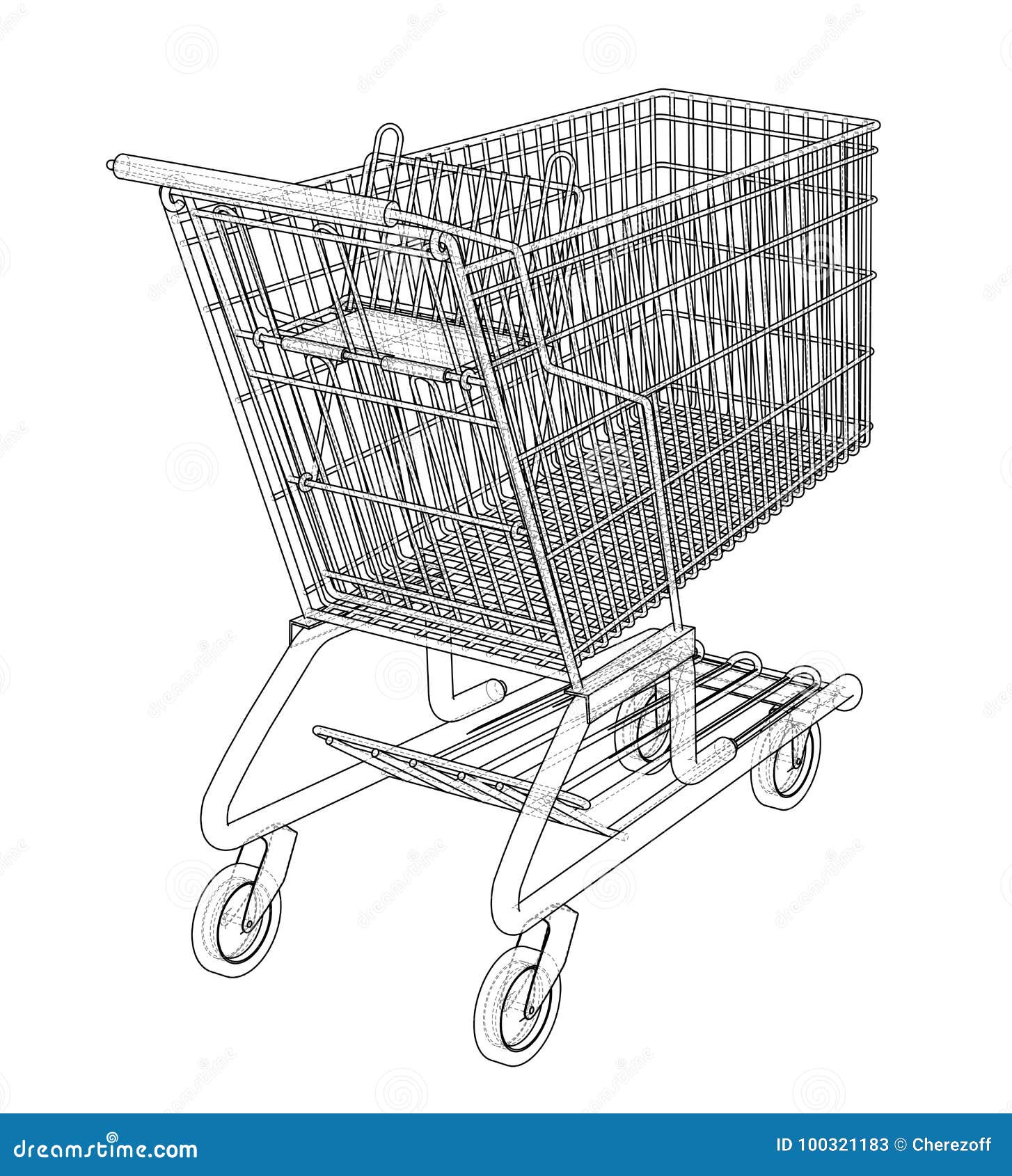 Sketch Shopping Trolley. Vector Stock Vector - Illustration of icon