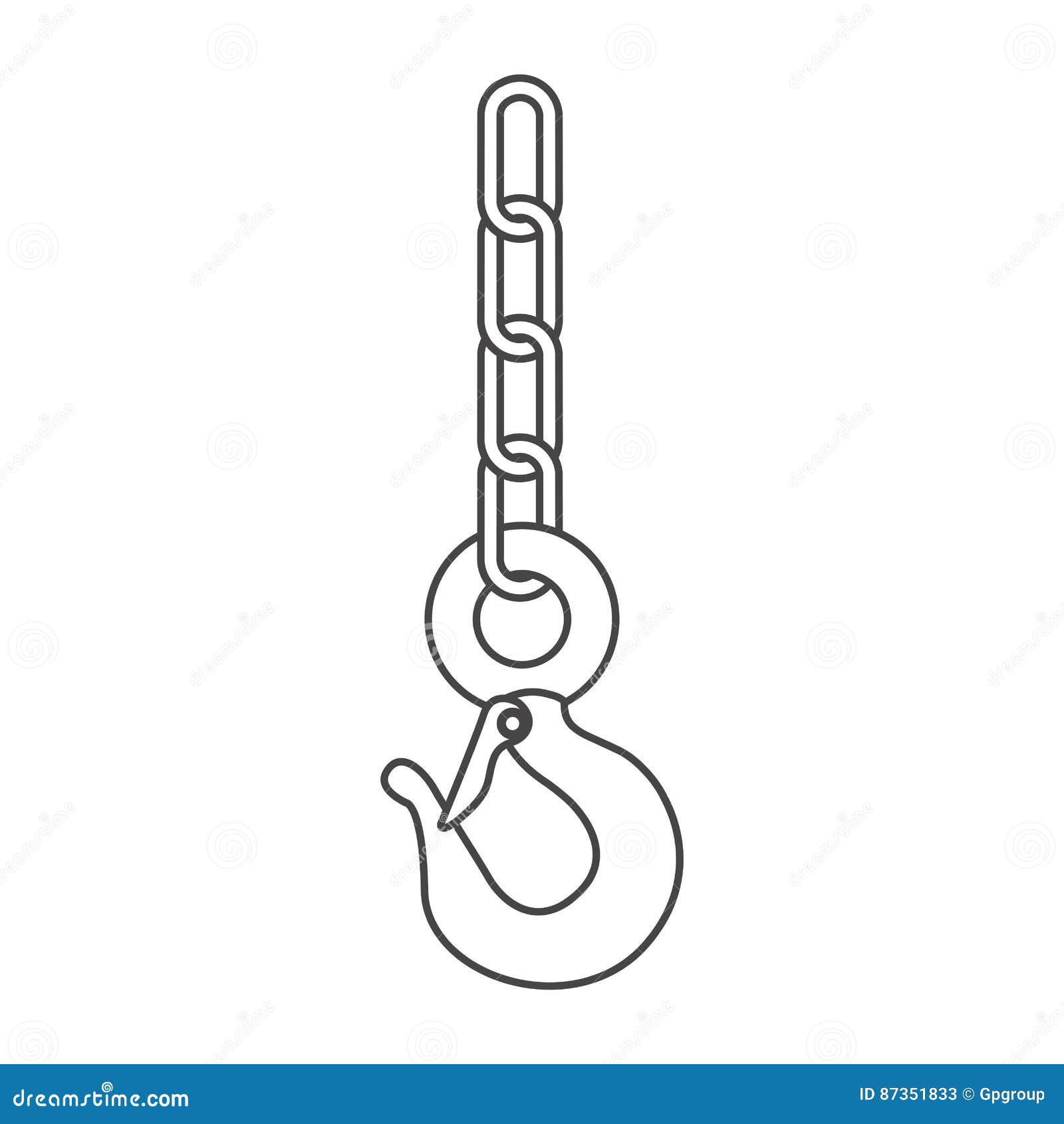 Sketch Silhouette Metallic Hook with Chain Stock Illustration ...