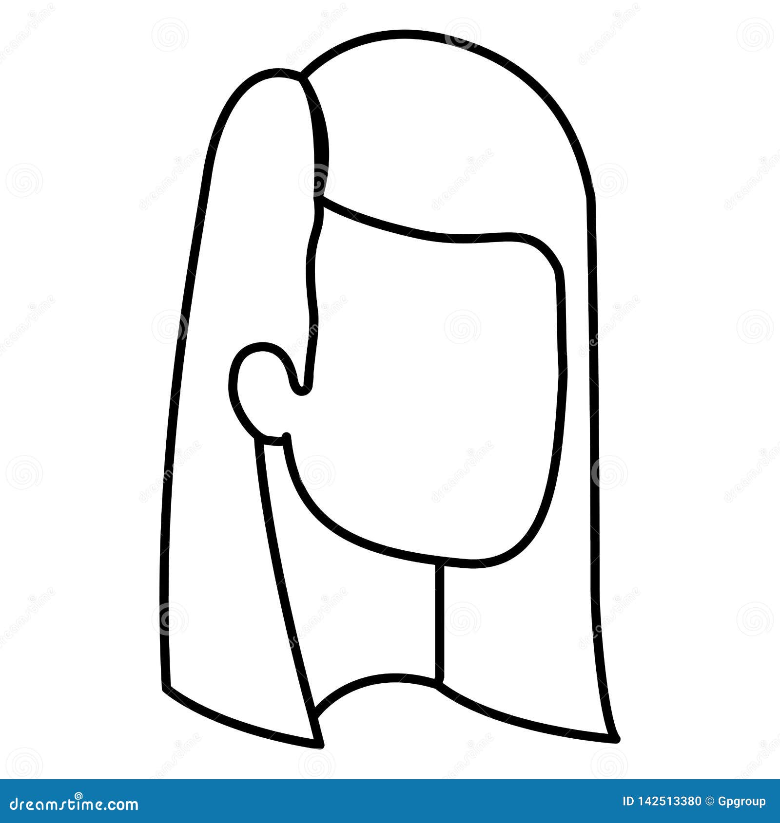 Sketch Silhouette of Woman Faceless with Medium and Straight Hair Stock  Vector - Illustration of skin, caucasian: 142513380