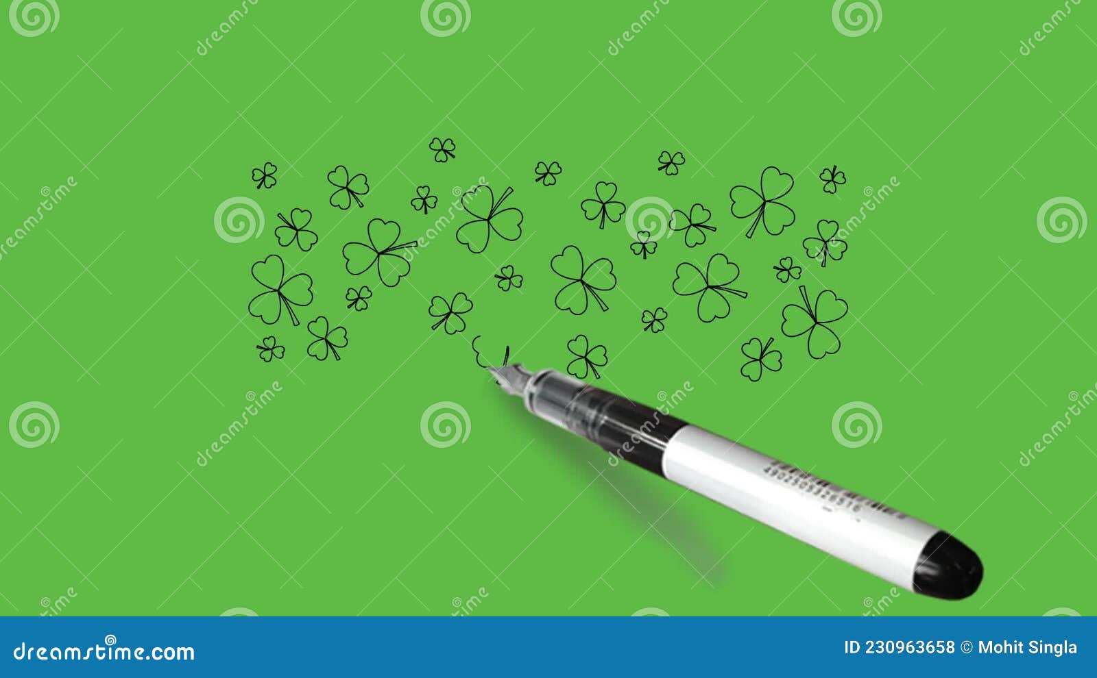 Sketch Specific Design of Green Leave with Black Outline on Abstract