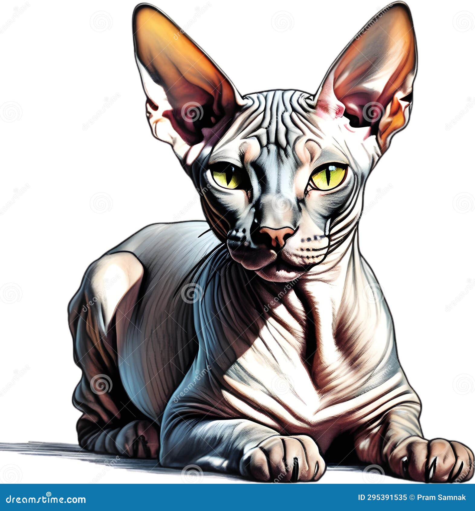 a sketch of a sphynx cat. ai-generated.