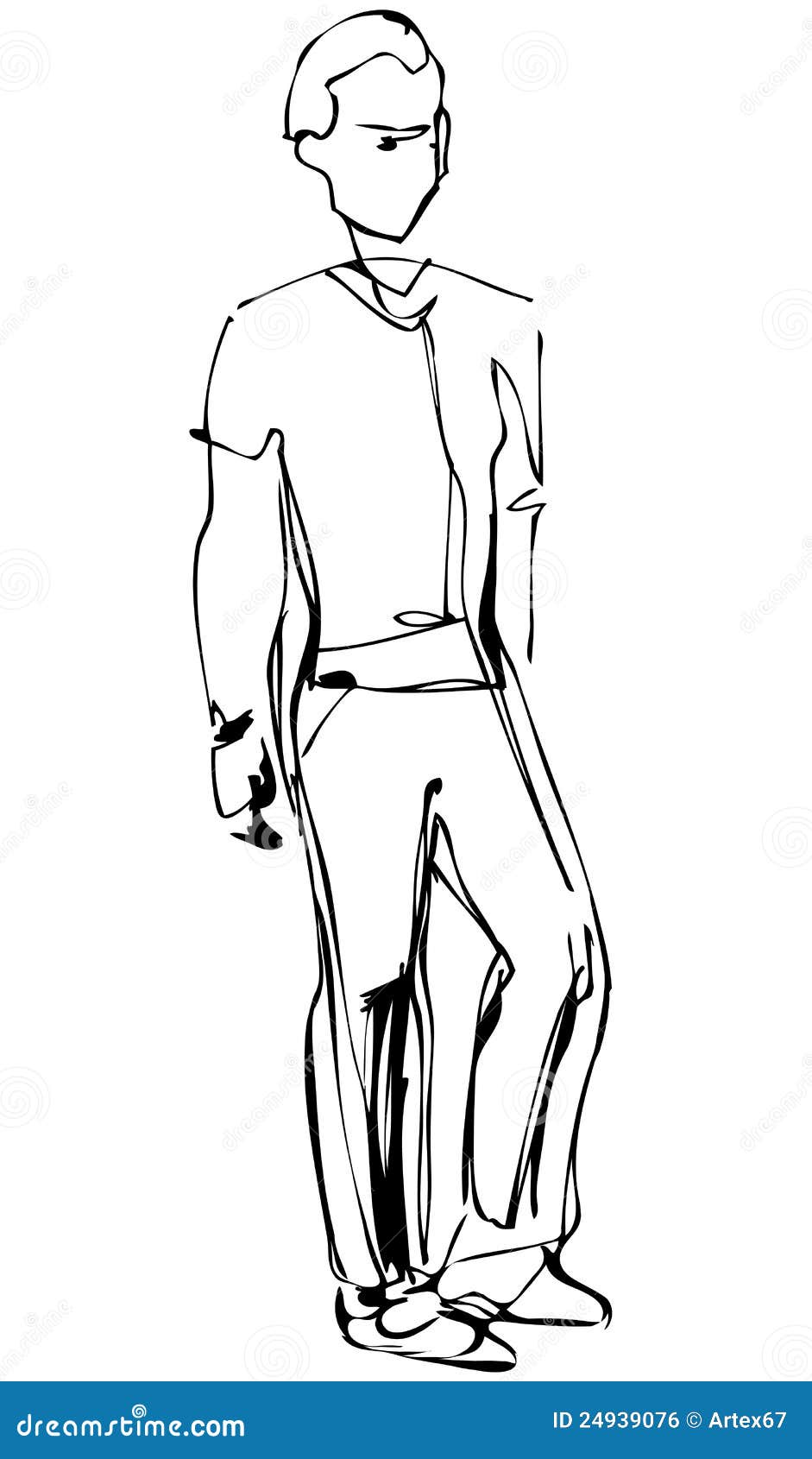 Sketch Of Standing Fellow Full Length Royalty Free Stock Image - Image