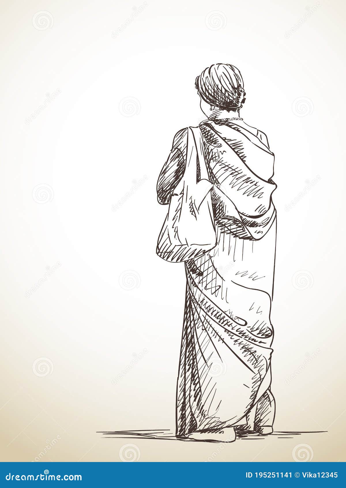 Indian Cartoon Girl with Saree Stock Illustration - Illustration of  beautiful, outerwear: 204563148