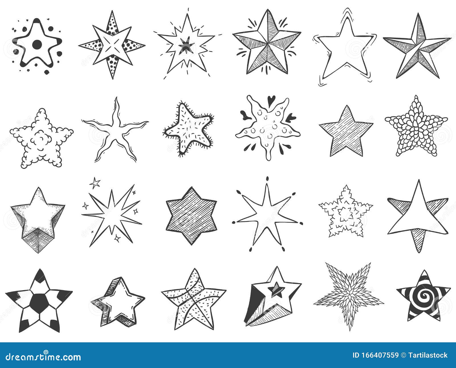 Stars Doodle Freehand Sketch Drawing Shape Form Abstrct Element Of ...