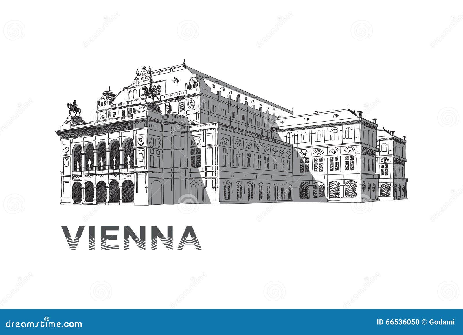 the sketch of state opera house in vienna