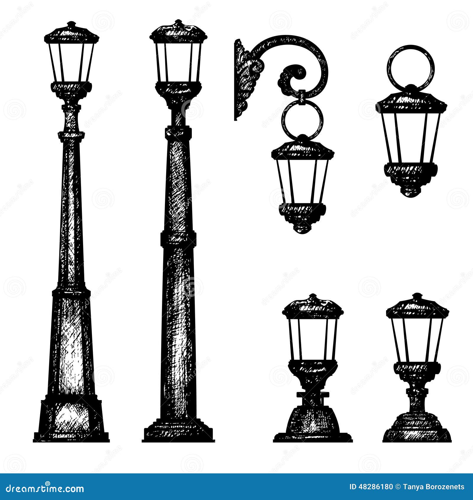 Sketch of street light, stock illustration. Illustration of arts - 48286180