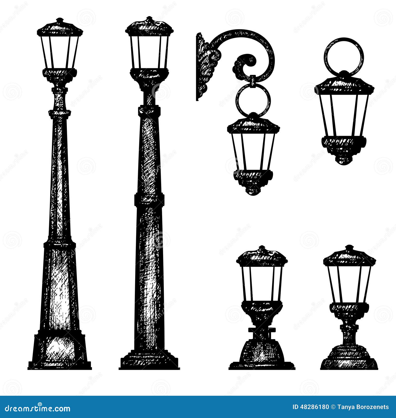 Sketch of street light, stock illustration. Illustration of lines