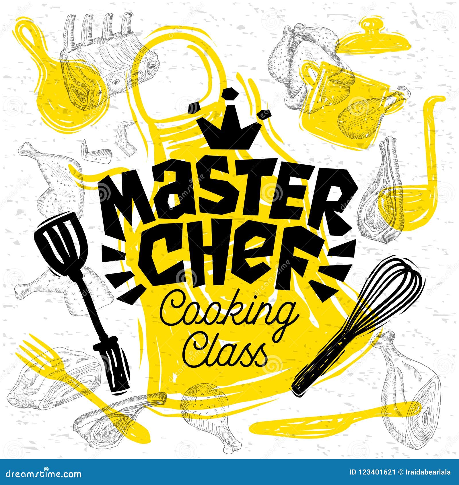 Sketch Style Master Chef Cooking Class Lettering. Sign, Logo, Emblem