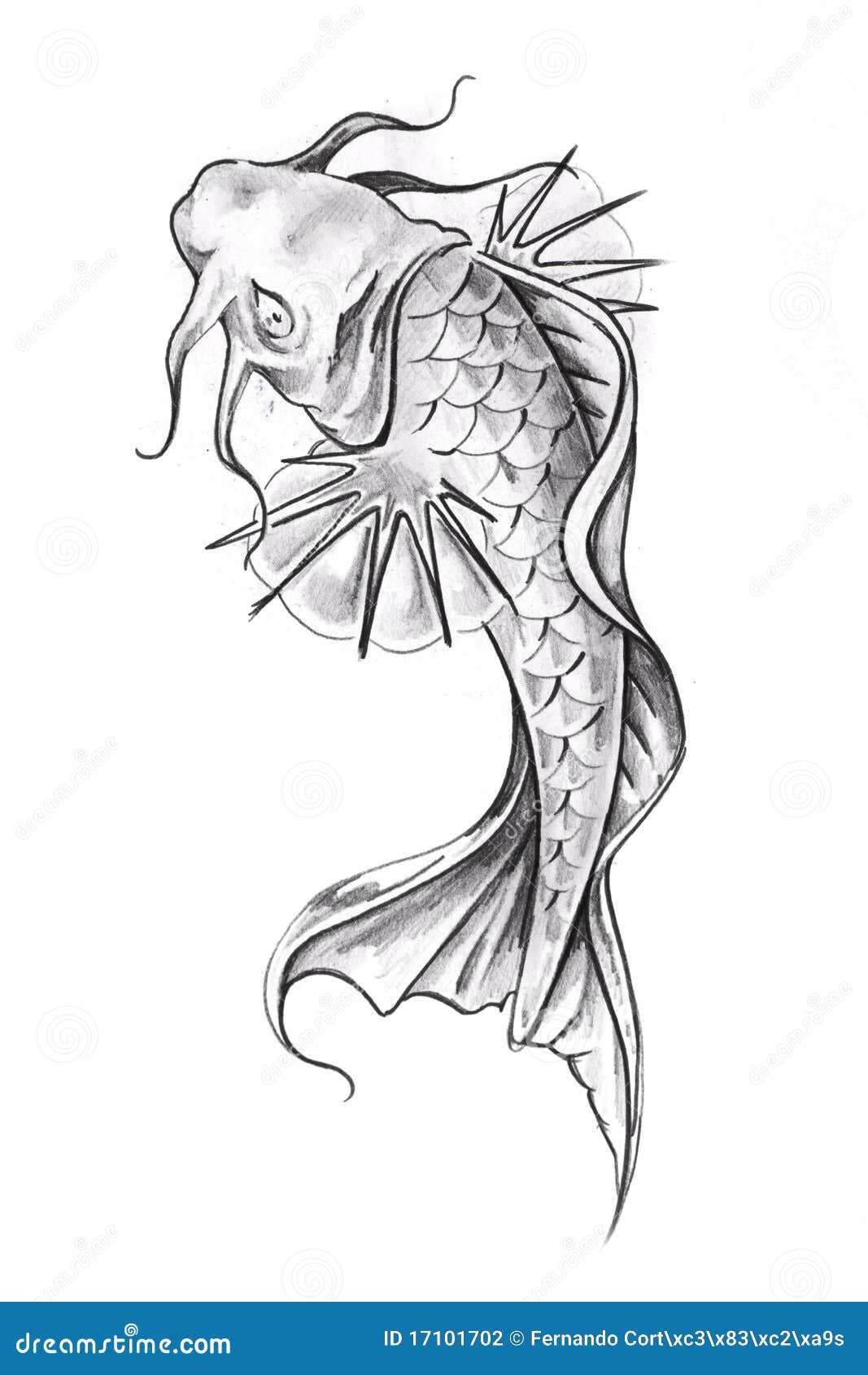 sketch tattoo art goldfish 17101702