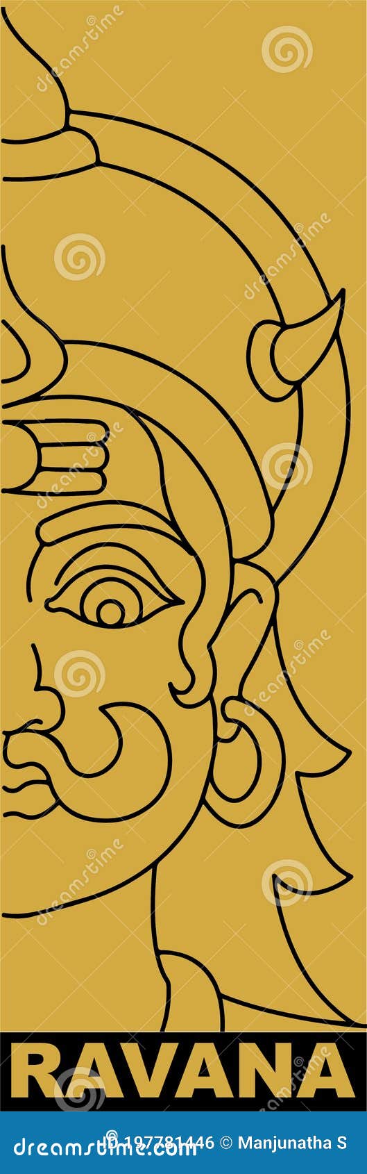 Sketch of Ten Head Ravana or Dashakanta Ravan Outline Editable ...