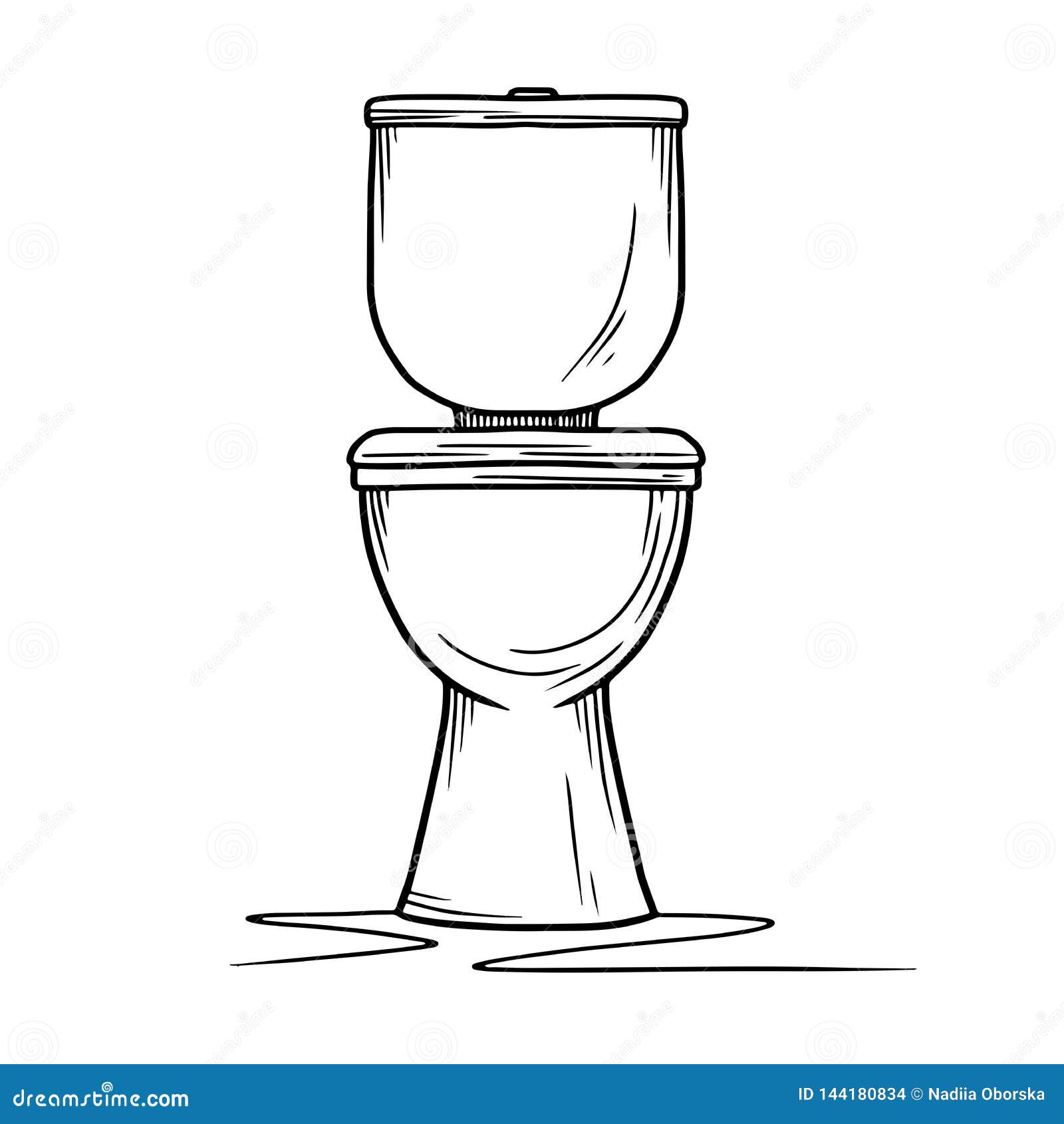 Sketch of Toilet Bowl Isolated on White Background Stock Illustration