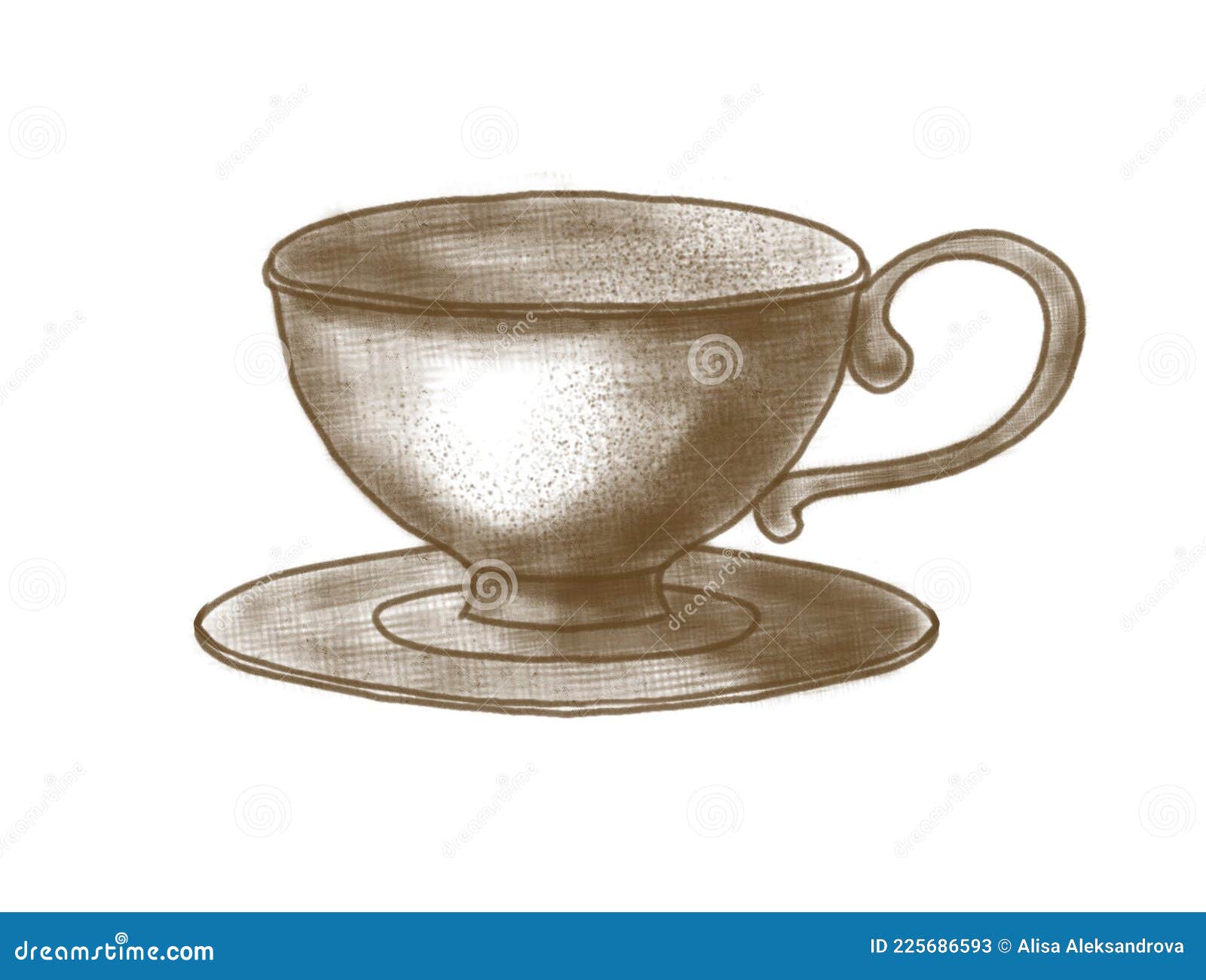 A Cup Of Coffee On A Saucer With A Spoon Vector Illustration In Sketch  Style Stock Illustration - Download Image Now - iStock