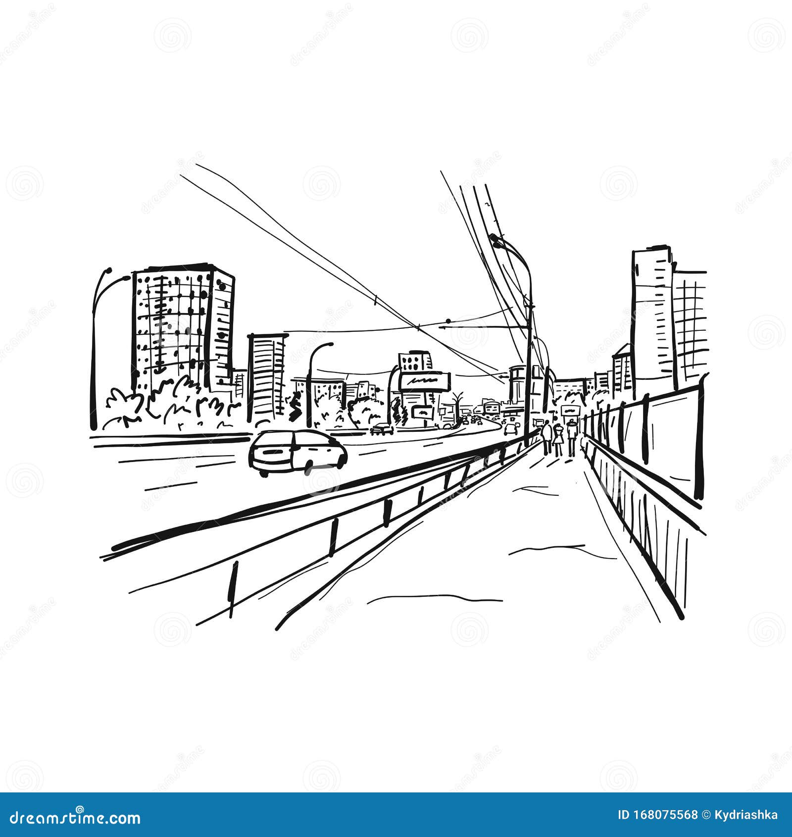 Street Road Graphic Black White City Landscape Sketch Vertical Illustration  Vector Royalty Free SVG Clipa  Landscape sketch Landscape drawing easy City  drawing