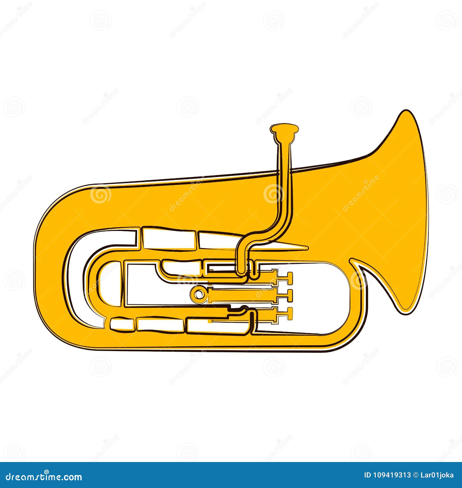 Isolated Tuba Sketch. Musical Instrument Stock Vector - Illustration of