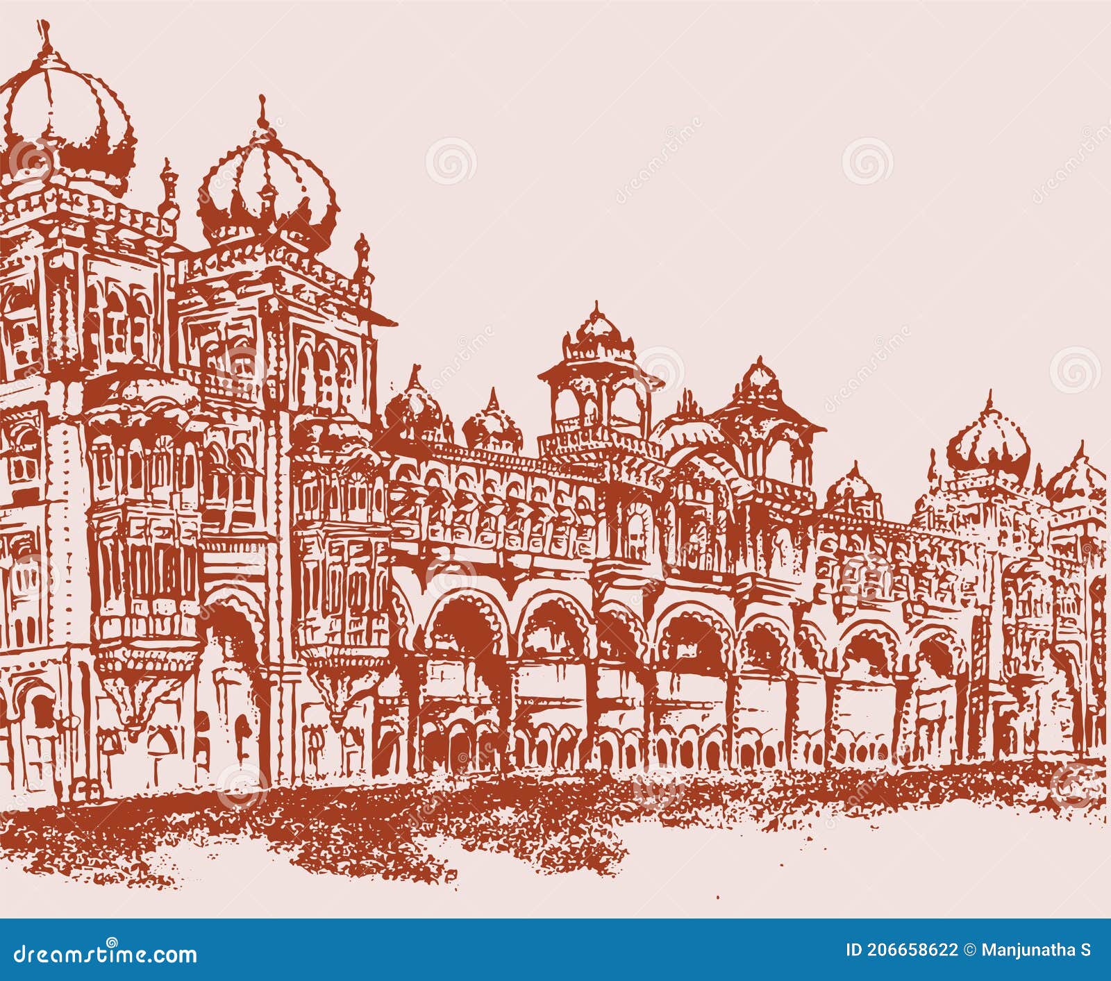 sketch of very famous mysore palace outline editable 