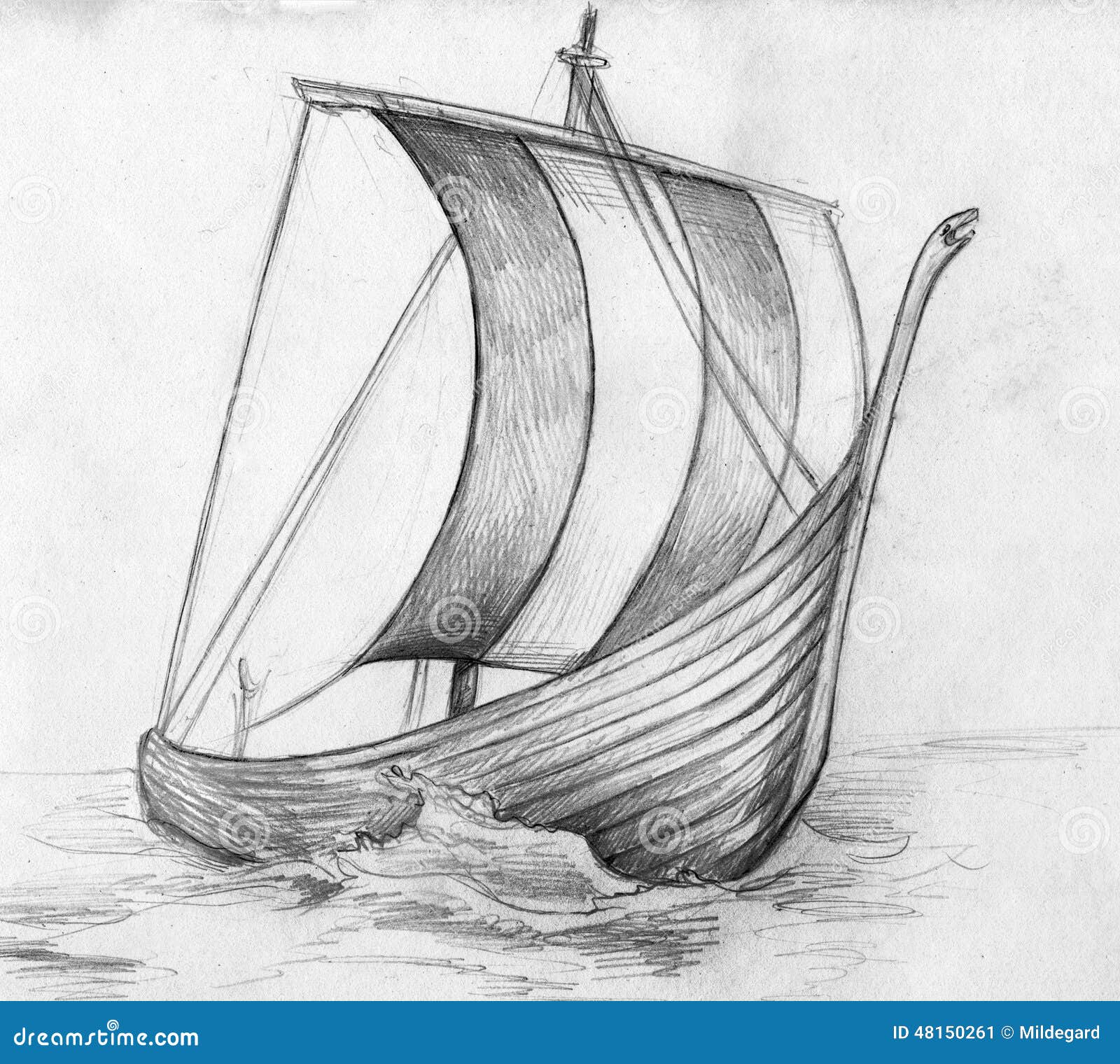 Sketch Of A Viking Ship - Drakkar Stock Illustration 