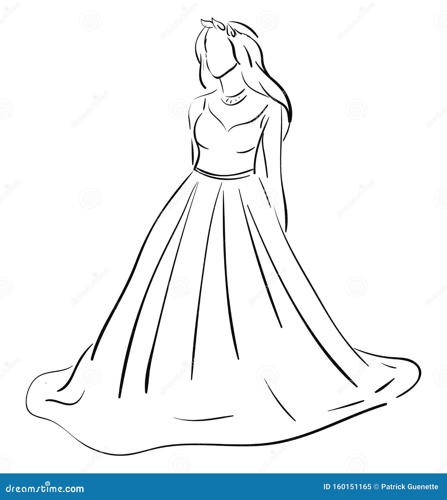 Sketch of a Wedding Dress Illustration Color Vector Stock Vector ...