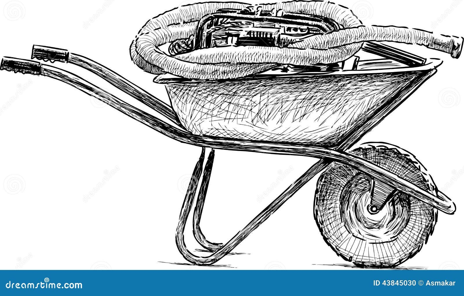 Sketch Wheelbarrow Stock Vector - Image: 43845030