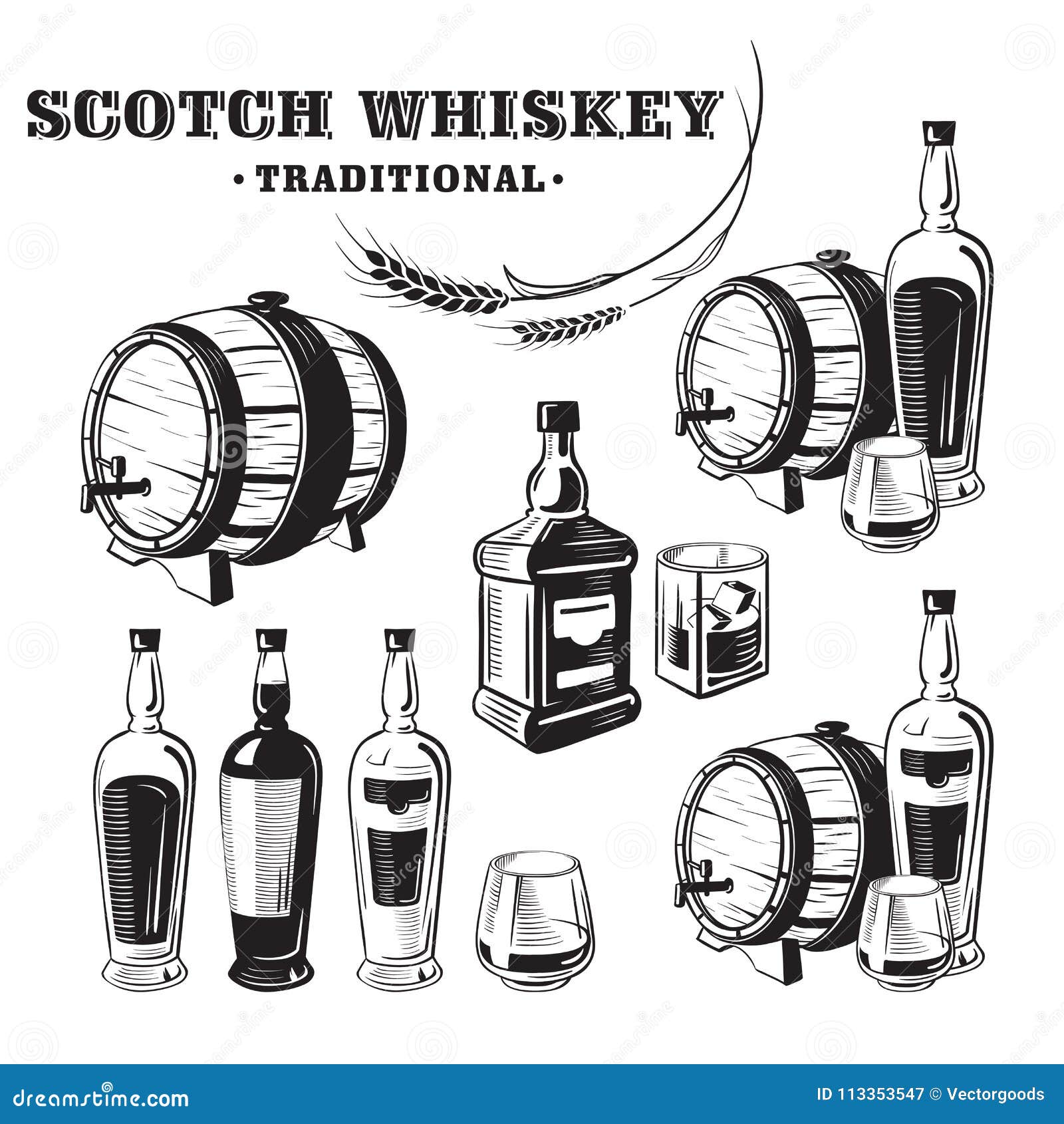 Whiskey bottle and glass promo ad banner poster Vector Image