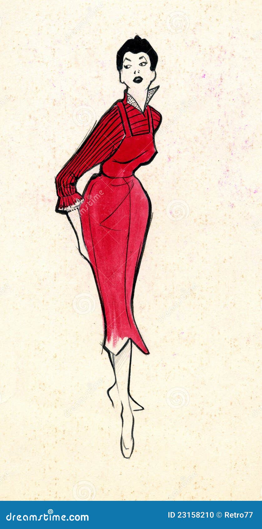 Sketch of a woman dress stock illustration. Illustration of drawing
