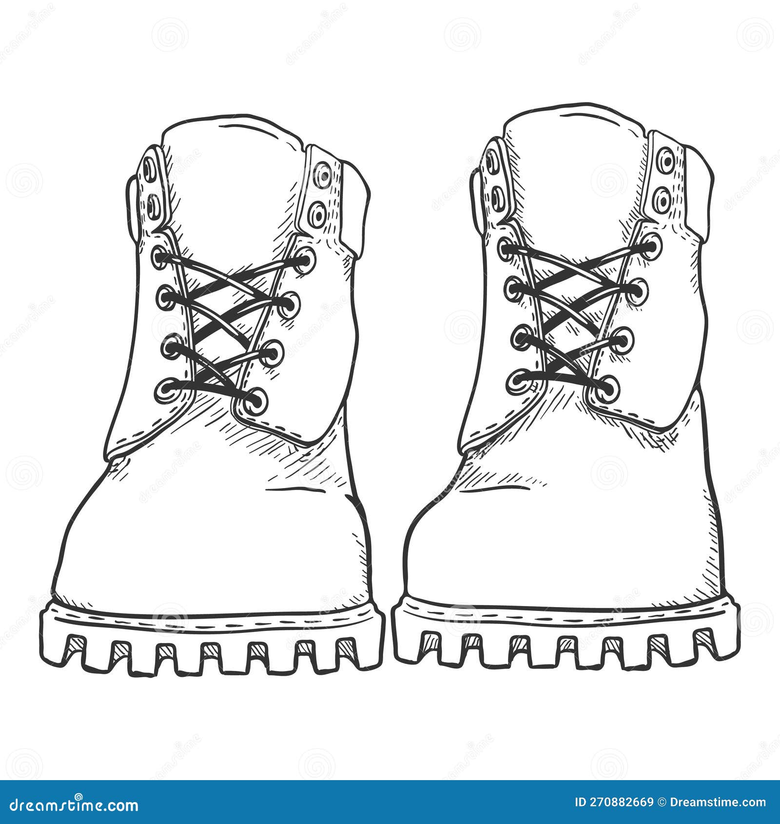 Sketch Work Boots. Vector Illustration Front View Stock Vector ...