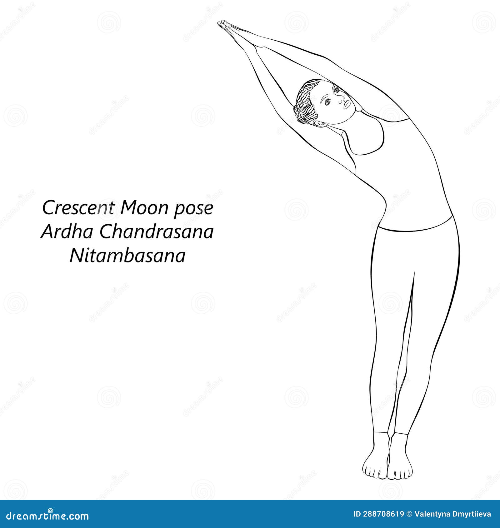 sketch of ardha chandrasana or nitambasana