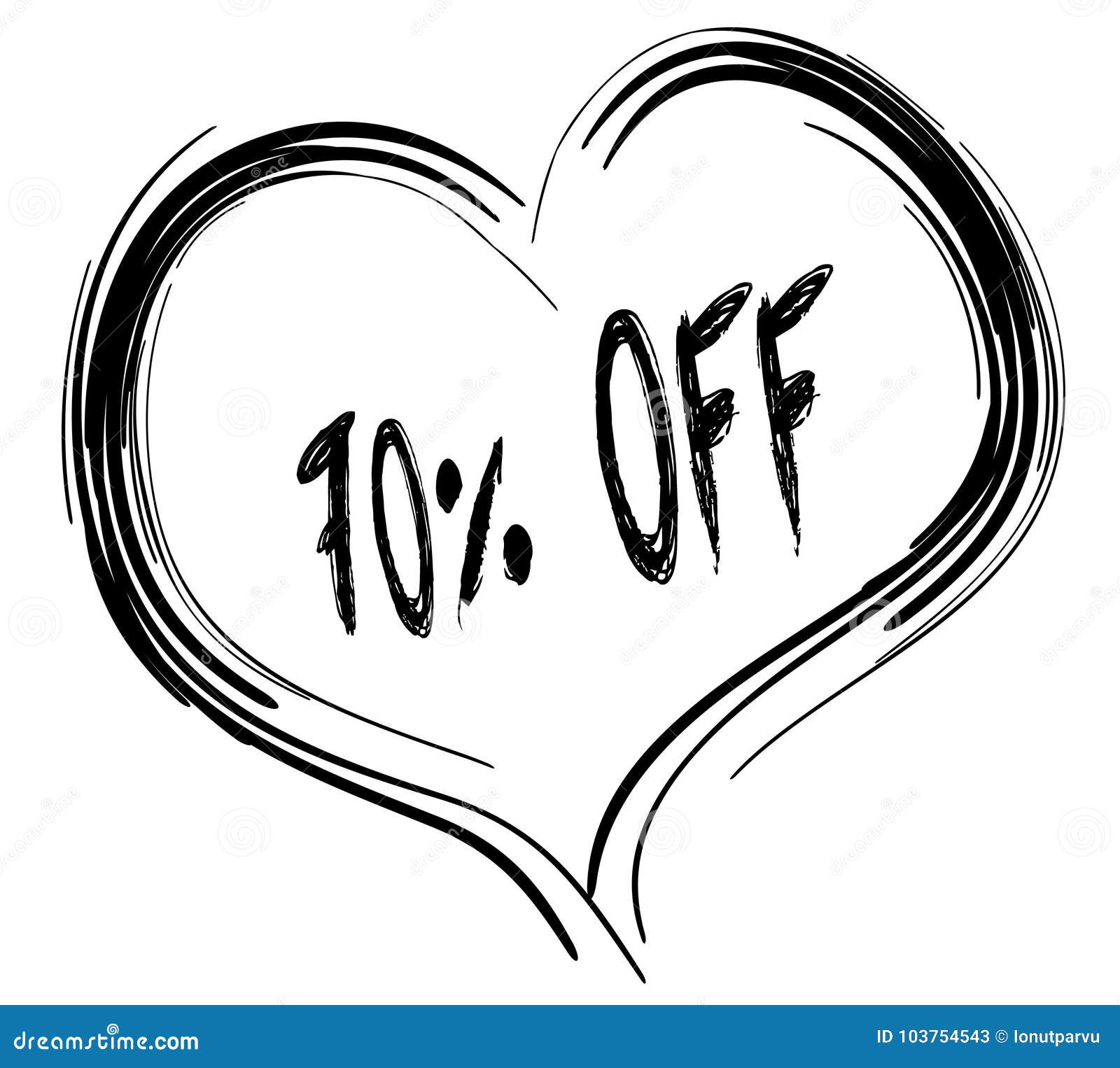 Sketched Black Heart with 70 PERCENT OFF Text. Stock Illustration ...