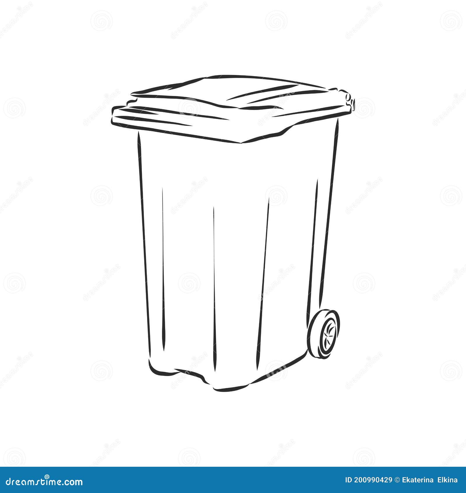 Sketched empty trash bin desktop icon doodle design element in vector