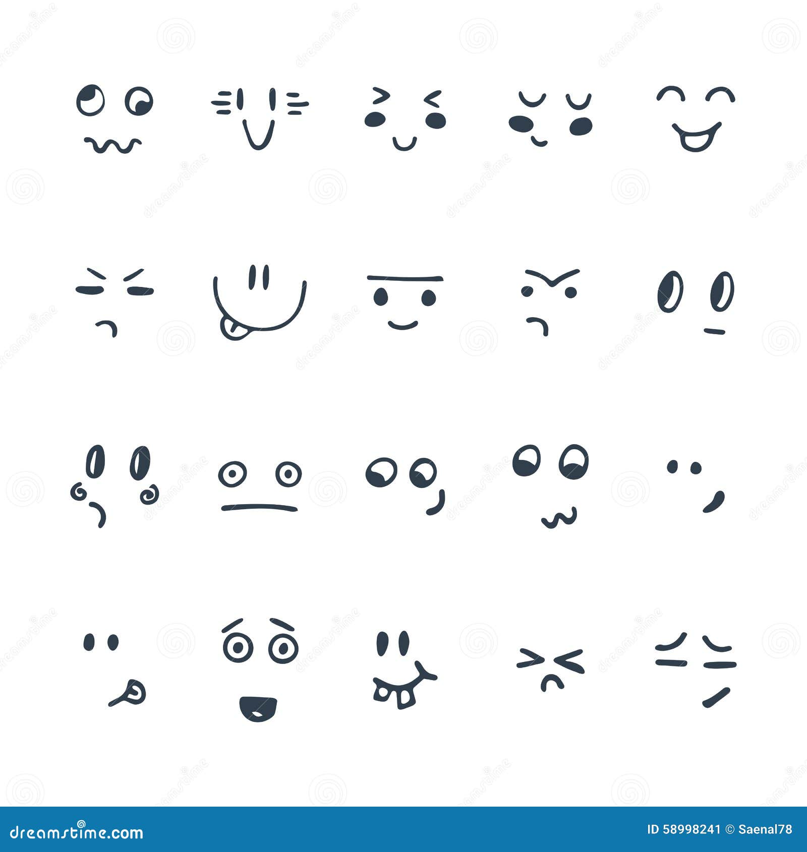 Cartoon Faces With Different Expressions