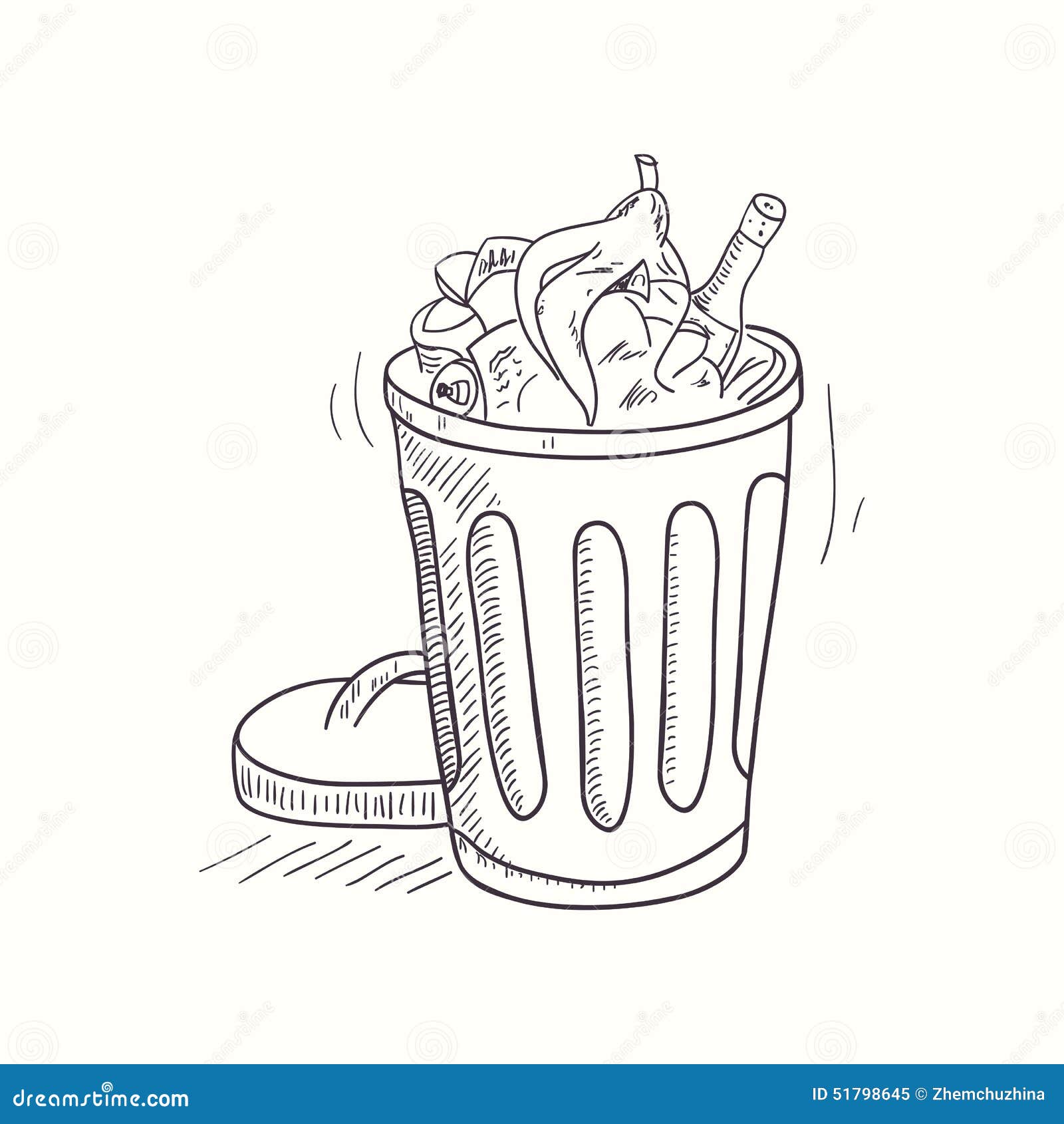 Trash can vector illustration in doodle drawing style 20906752 Vector Art  at Vecteezy